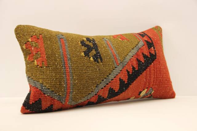 Throw Kilim Pillow Cover, 10x20 - 25x50 cm Anatolian Kelim Pillow, Turkish Pillow Kilim Cushion Art Deco Cover Sofa 4Yef-329 - image 1