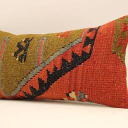 Throw Kilim Pillow Cover, 10x20 - 25x50 cm Anatolian Kelim Pillow, Turkish Pillow Kilim Cushion Art Deco Cover Sofa 4Yef-329 - thumbnail 3