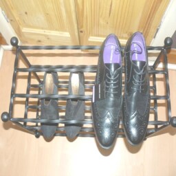 Wrought Iron Shoe Rack, Candy Twist Entryway Organizer, 6-9 Pair Storage, Handmade Wimborne Works - thumbnail 3