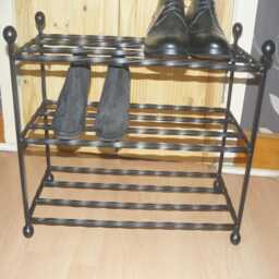 Wrought Iron Shoe Rack, Candy Twist Entryway Organizer, 6-9 Pair Storage, Handmade Wimborne Works - thumbnail 2