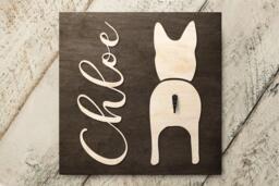 Personalized French Bulldog Sign With Pet Name, Wood Leash Holder For Dog Lover Birthday Gift - thumbnail 1