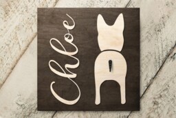 Personalized French Bulldog Sign With Pet Name, Wood Leash Holder For Dog Lover Birthday Gift - thumbnail 1