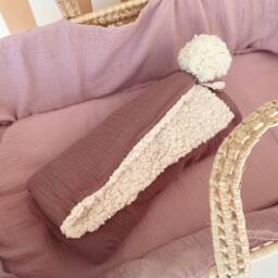 Faux Fur Baby Blanket Plum With Pompom - thumbnail 3