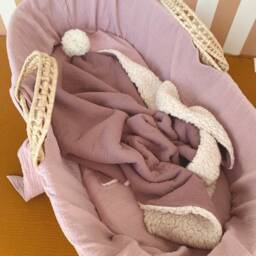 Faux Fur Baby Blanket Plum With Pompom - thumbnail 2