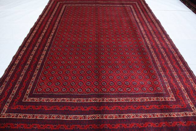 Handmade 7X9 Turkmen Bokhara Rug Natural Wool & Colors Hand-Knotted Afghan - Bedroom For Living Room 200 X 270 cm Red Carpet - image 1
