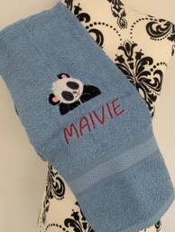 Panda Head Towel - Personalised Face Cloth/Hand Bath = Embroidered - thumbnail 1