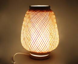 Handwoven Bamboo Table Lamp Natural Bedside Nightstand Light - thumbnail 1