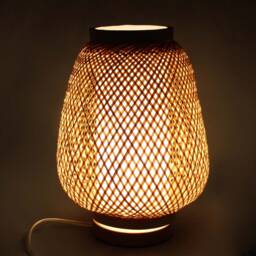 Handwoven Bamboo Table Lamp Natural Bedside Nightstand Light - thumbnail 2