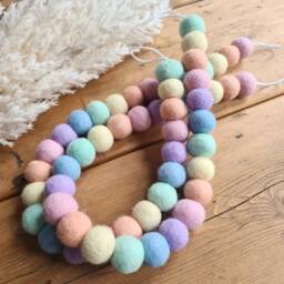 Pastel Rainbow Felt Ball Curtain Tie Backs Nursery Decoration - thumbnail 1