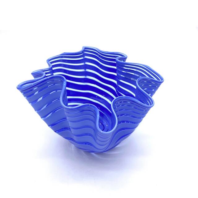 Handmade Murano Glass Vase, Periwinkle Blown Artwork, Made in Italy - image 1