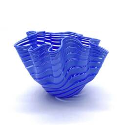 Handmade Murano Glass Vase, Periwinkle Blown Artwork, Made in Italy - thumbnail 2