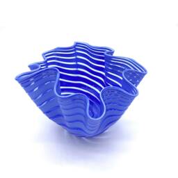 Handmade Murano Glass Vase, Periwinkle Blown Artwork, Made in Italy - thumbnail 1