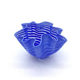 Handmade Murano Glass Vase, Periwinkle Blown Artwork, Made in Italy - thumbnail 3