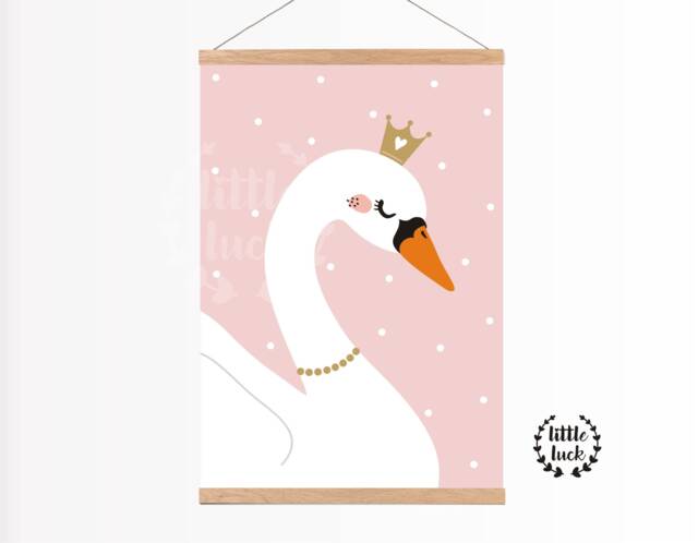 Swan Nursery - Poster Princess A4 Girl Pink - image 1