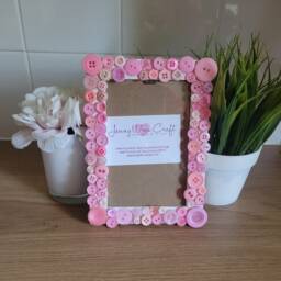 Recycled Pink Acrylic Button Photo Frame 4 X 6 Inches - thumbnail 2