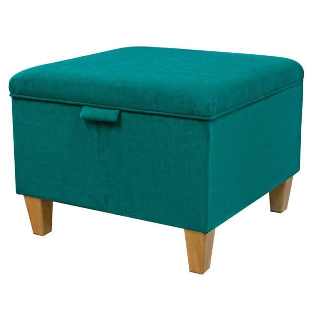 Handmade Teal Velvet Square Storage Ottoman - 24 X 24 - image 1