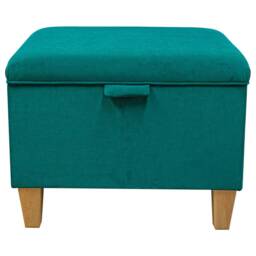 Handmade Teal Velvet Square Storage Ottoman - 24 X 24 - thumbnail 3