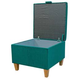 Handmade Teal Velvet Square Storage Ottoman - 24 X 24 - thumbnail 2