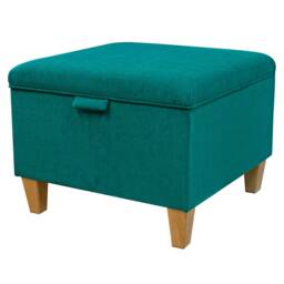 Handmade Teal Velvet Square Storage Ottoman - 24 X 24