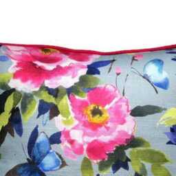 Bluebellgray Teal Butterfly Linen Cushion Cover Floral Throw Pillow - thumbnail 2