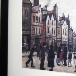 L S Lowry Art Print - Berwick Upon Tweed Satin Black Frame With White Mount & Textured Image - thumbnail 3