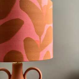 Table Lamp Made Of A Terracotta Jug With Lampshade in Floral/Leaves Print. Height 42cm - thumbnail 2