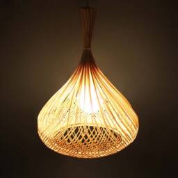Handwoven Bamboo Pendant Light Rustic Braid Lighting Fixture - thumbnail 3