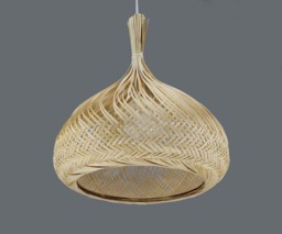 Handwoven Bamboo Pendant Light Rustic Braid Lighting Fixture - thumbnail 1