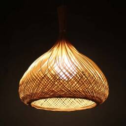 Handwoven Bamboo Pendant Light Rustic Braid Lighting Fixture - thumbnail 2