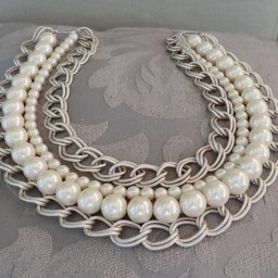 Set 4 Multistrand Tiebacks Silver Chains & Faux Pearls - thumbnail 4