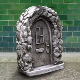 Concrete Fairy Door With Stone Arch Garden Fantasy Sculpture Cement Enchanted Figurine Outdoor Yard Ornament Whimsical Home Decoration - thumbnail 4