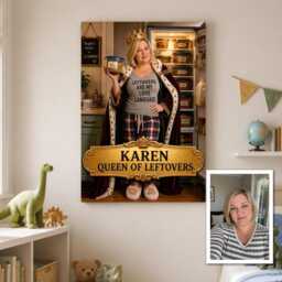 Personalised Queen Of Leftovers Canvas From Photo, Custom Name & Text Wall Decor Birthday Present For - thumbnail 2