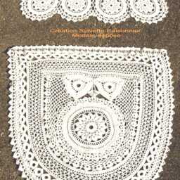 Hand-Crocheted Window Curtain, French Craftsmanship, Created By Sylvette Raisonnier, The Baby Owls - thumbnail 3