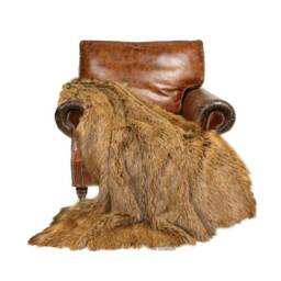 Faux Fur Throw Blanket, Soft Brown Coyote, Minky Cuddle Lining - thumbnail 2