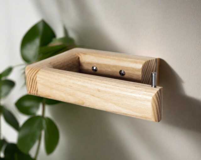 Toilet Paper Holder Made From Solid Ash, Wooden Screw-Mounted, Minimalist Bathroom Accessories - image 1