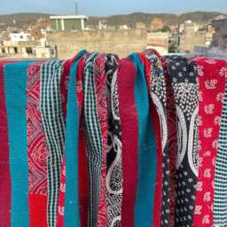 Block Print Patchwork Reversible Cotton Kantha Quilt Handmade Decorative Throw - thumbnail 2
