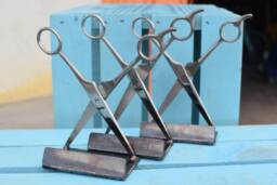 Custom Business Card Holder, Scissors - Metal Art/steampunk Hairdresser Barber - thumbnail 1