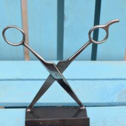 Custom Business Card Holder, Scissors - Metal Art/steampunk Hairdresser Barber - thumbnail 3
