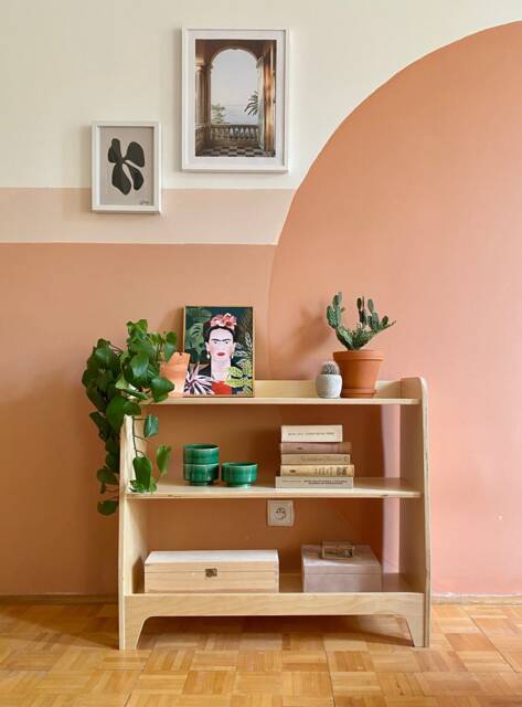 Boho Bookshelf Plywood Bookcase - Minimal Wooden Shelf For Living Room - image 1