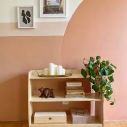 Boho Bookshelf Plywood Bookcase - Minimal Wooden Shelf For Living Room - thumbnail 3