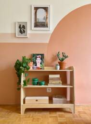 Boho Bookshelf Plywood Bookcase - Minimal Wooden Shelf For Living Room - thumbnail 1
