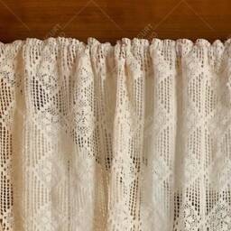Crochet Kitchen Short Curtain, Vintage Style Half-Sheer Curtain For Small Windows - thumbnail 3
