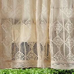 Crochet Kitchen Short Curtain, Vintage Style Half-Sheer Curtain For Small Windows - thumbnail 4