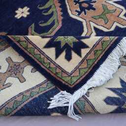 One Of A Kind Rare Rug 6x9 Dark Blue Afghan Kazak Rug, Hand Knotted Veg Dyes Wool Geometric Oriental Area Bedroom, Living Room Rug - thumbnail 4