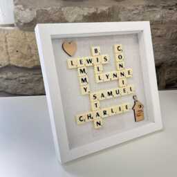 Personalised Letter Tile Family Frame Custom Wooden Name Picture Wall Art Gift - thumbnail 3