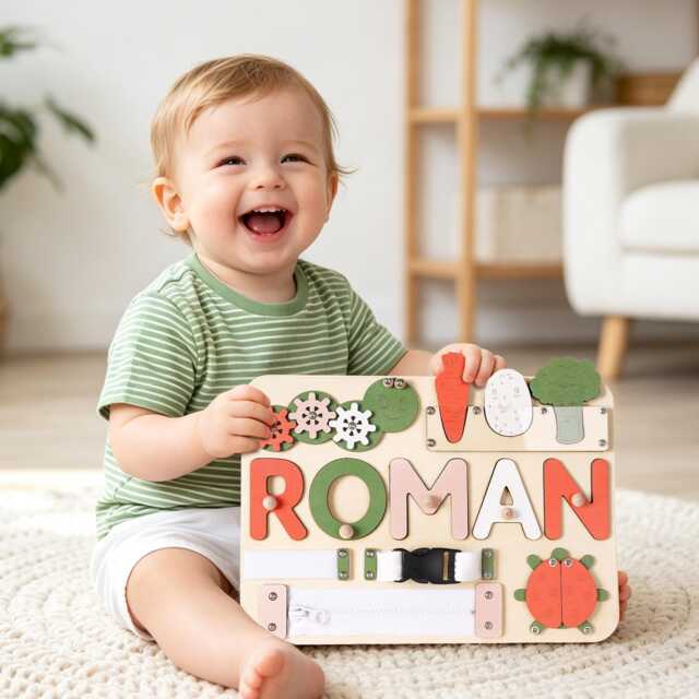 Personalized Baby Name Puzzle, Early Learning Busy Board, 1st Birthday Gift, Christmas Baby Gift, Toddler Gift Toy, Room Decor - image 1