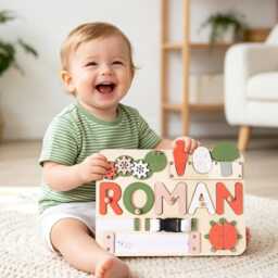 Personalized Baby Name Puzzle, Early Learning Busy Board, 1st Birthday Gift, Christmas Baby Gift, Toddler Gift Toy, Room Decor - thumbnail 1