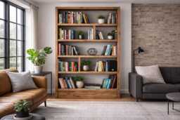 Rustic Bookcase - Industrial Reclaimed Shelf Unit Scaffold Board Style Shelving Solid Wood Bookshelves - thumbnail 1