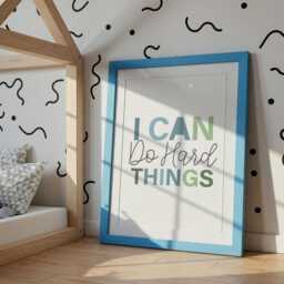 I Can Do Hard Things Print, Boys Bedroom Decor, Motivational Wall Art, Nursery Prints, Toddler Bedroom, Blue, Sage Green - thumbnail 3