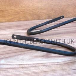 A Pair Of Hand Forged Wrought Iron Scrolled Curtain Holdbacks Blacksmith Made, Satin Black Finish - thumbnail 3